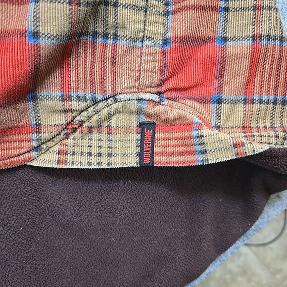 Wolverine Button Up Jacket Men's XL Corduroy Orange Plaid Fleece Lined Insulated - Picture 12 of 12